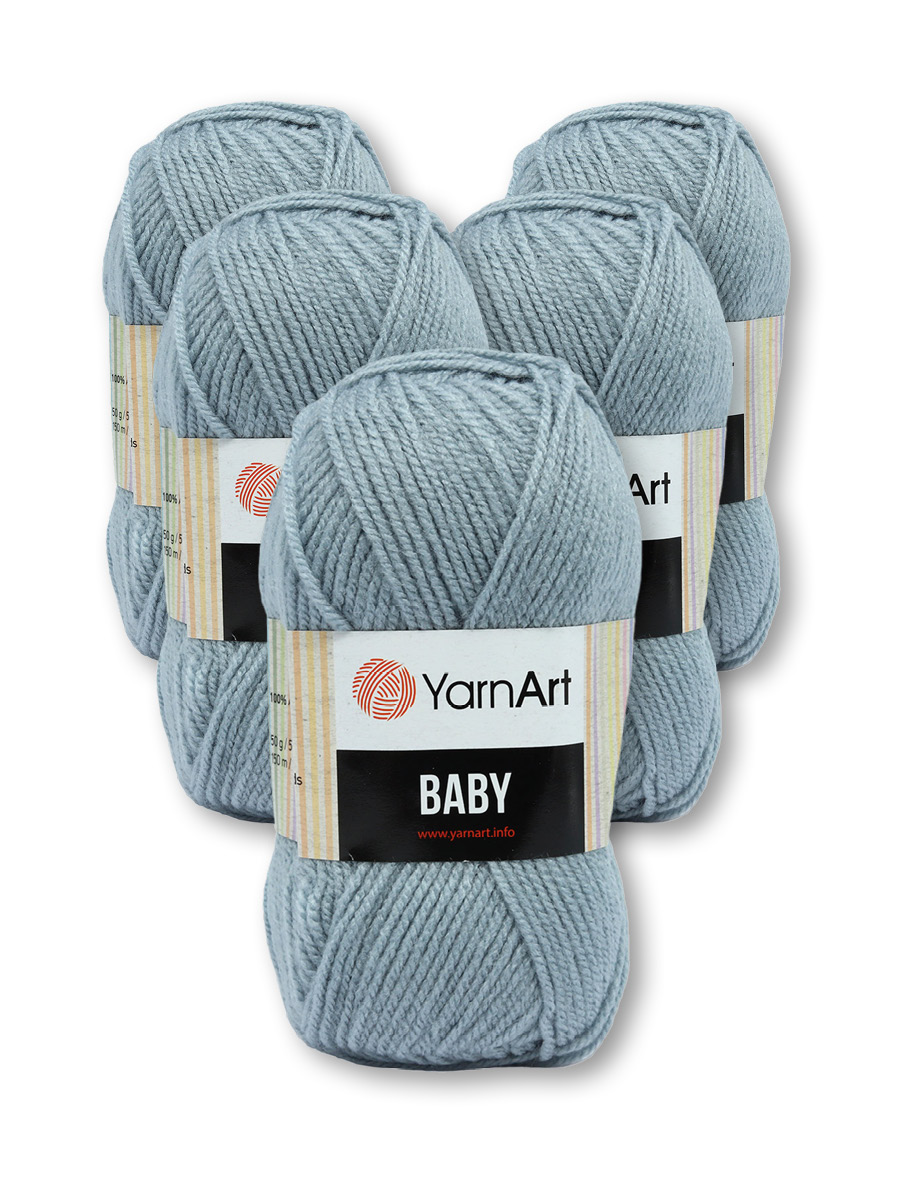 Пряжа для вязания YarnArt Baby 50 гр 150 м акрил мягкая детская 5 мотков 3072 сине-серый - фото 6