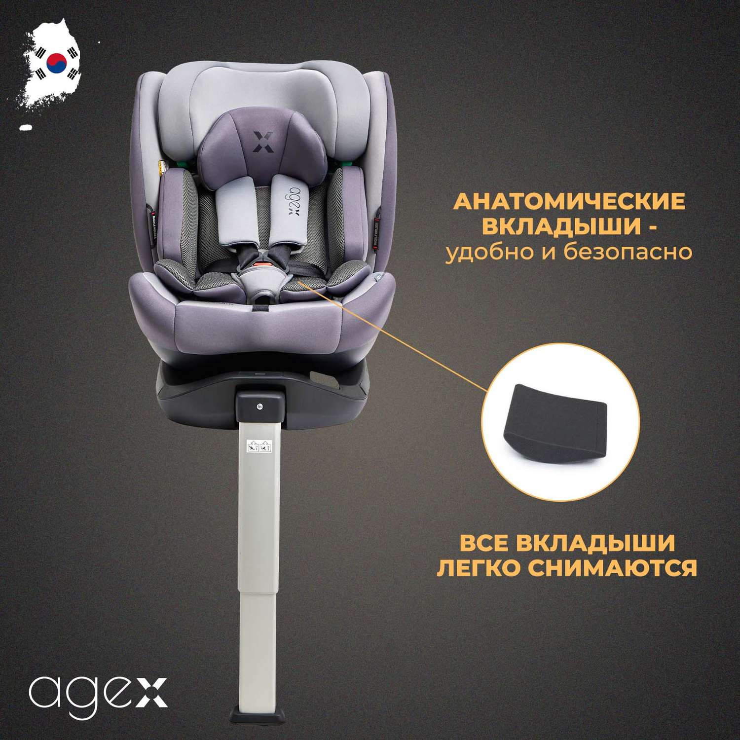 Автокресло agex Comfort i Fix 360 Grey - фото 17