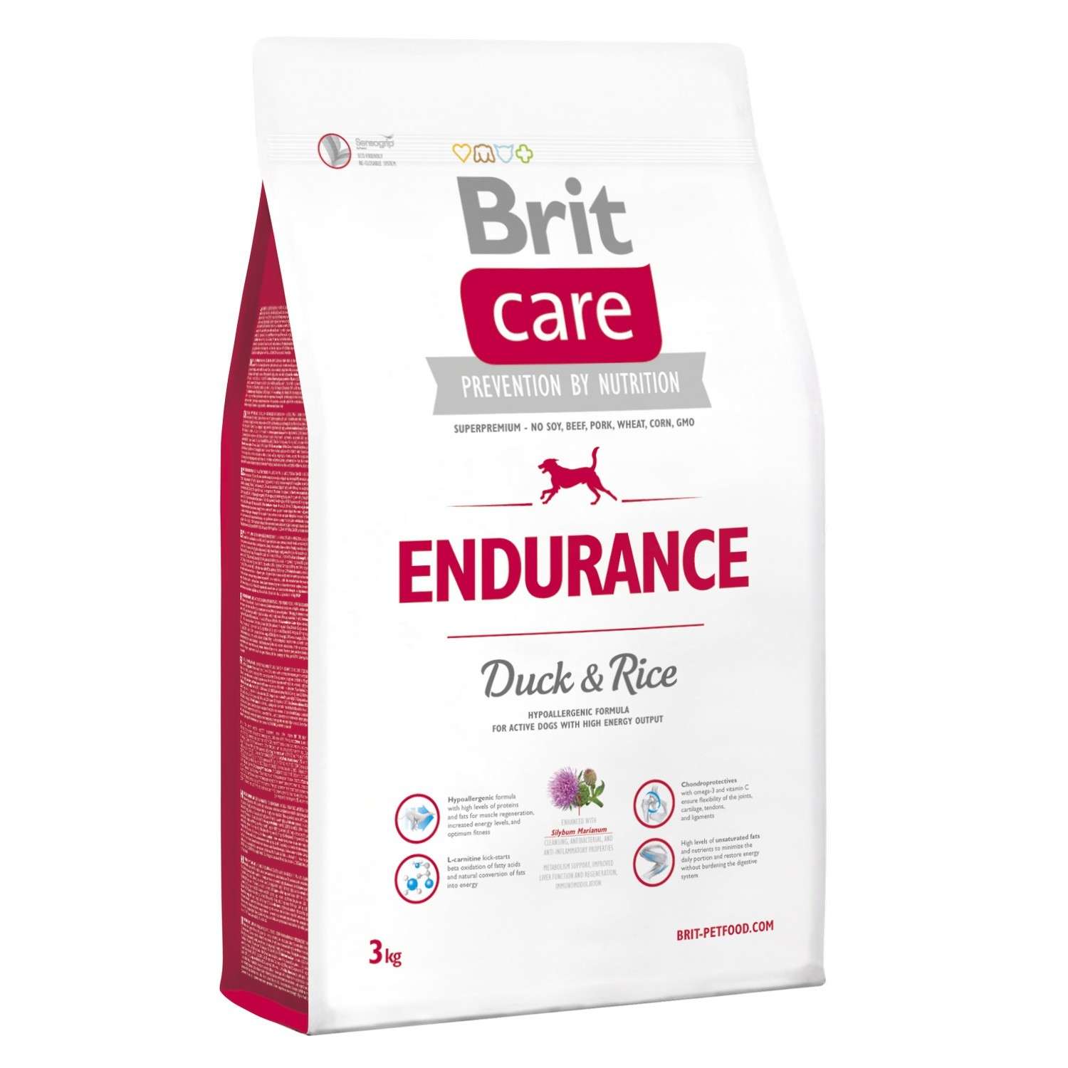 Корм для собак Brit Care 1кг для всех пород ведущих активный образ жизни сухой с уткой и рисом - фото 1