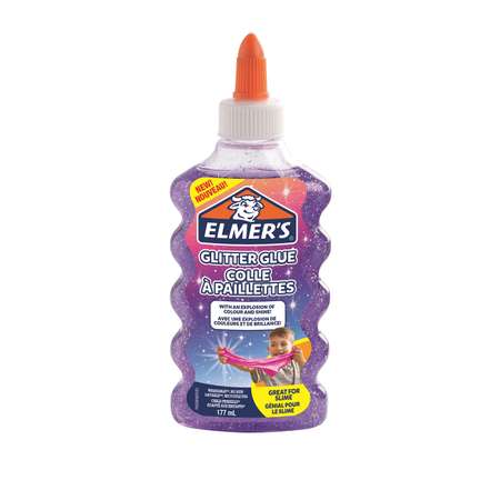 Клей для слаймов Elmers Glitter glue 177 мл с блестками Фиолетовый