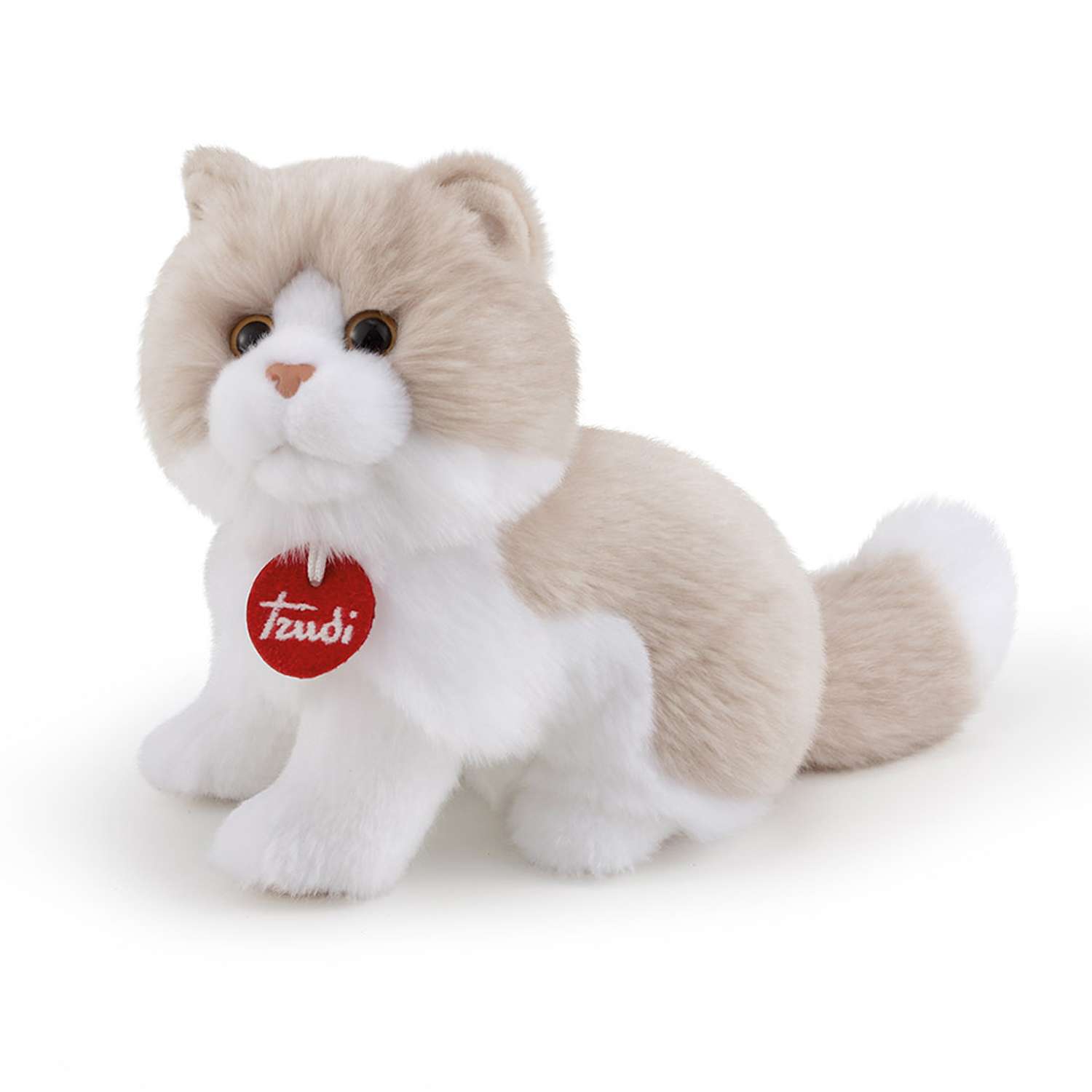 Мягкая игрушка TRUDI Бежево-белая кошка Гиада 11x18x23см - фото 1