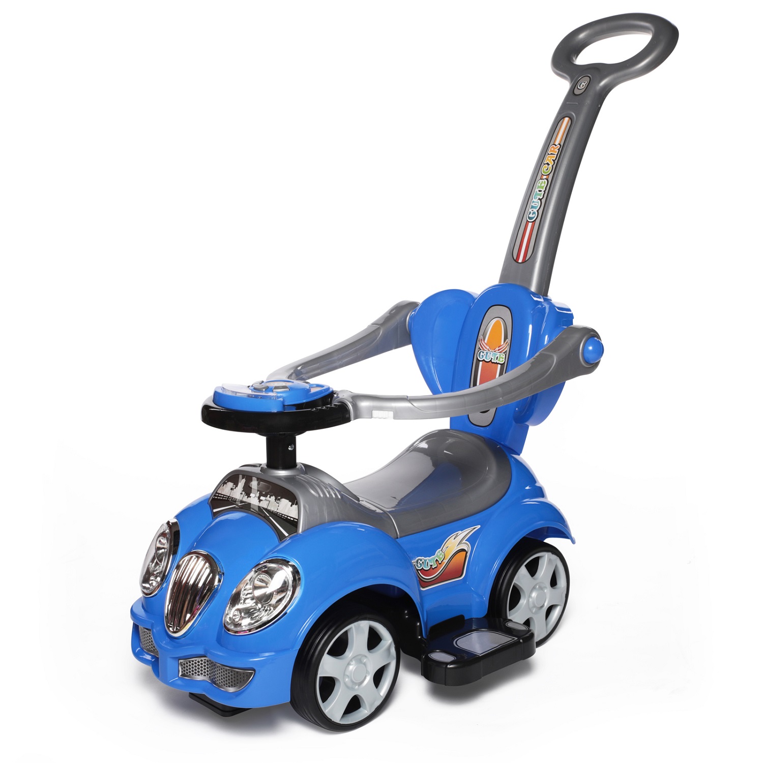 Каталка BabyCare Cute Car резиновые колёса синий - фото 1