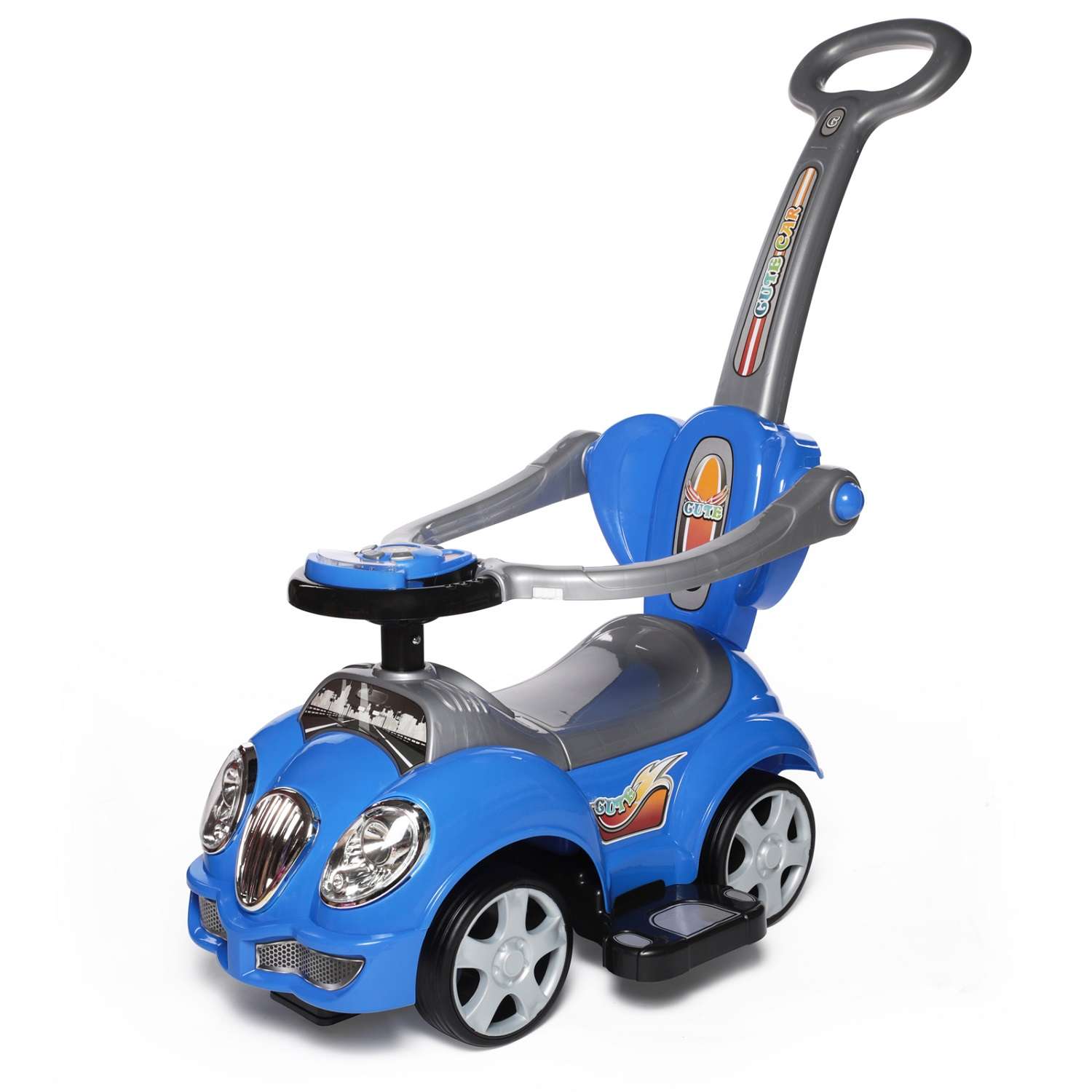 Каталка BabyCare Cute Car  резиновые колёса синий - фото 1