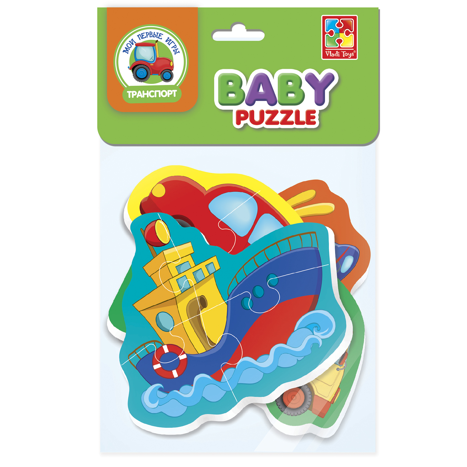 Пазл Vladi Toys мягкие Baby puzzle Транспорт 4 картинки - фото 4