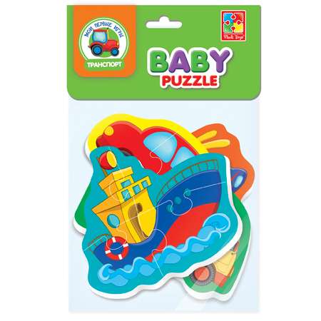 Пазл Vladi Toys мягкие Baby puzzle Транспорт 4 картинки