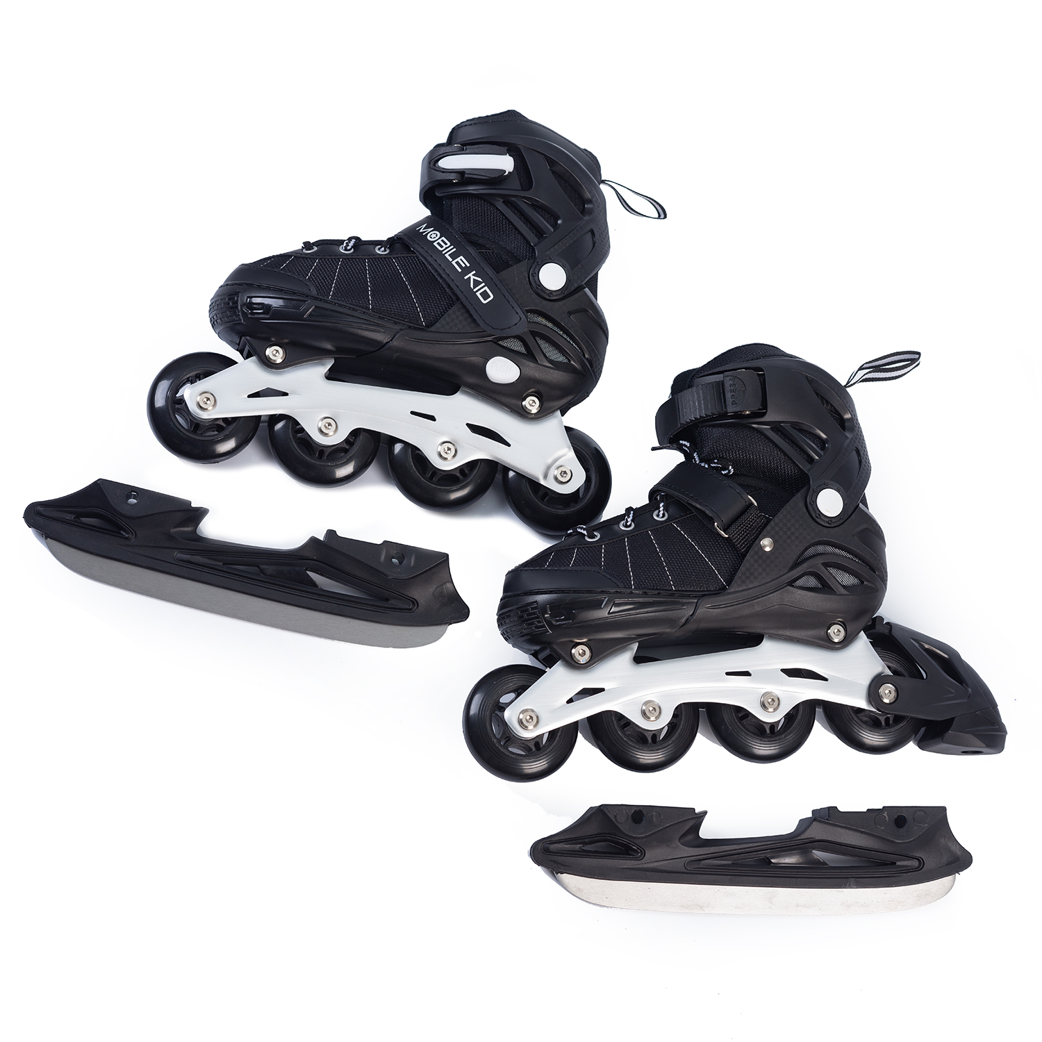 Коньки-ролики 2в1 Mobile Kid Uni Skate M black - фото 1