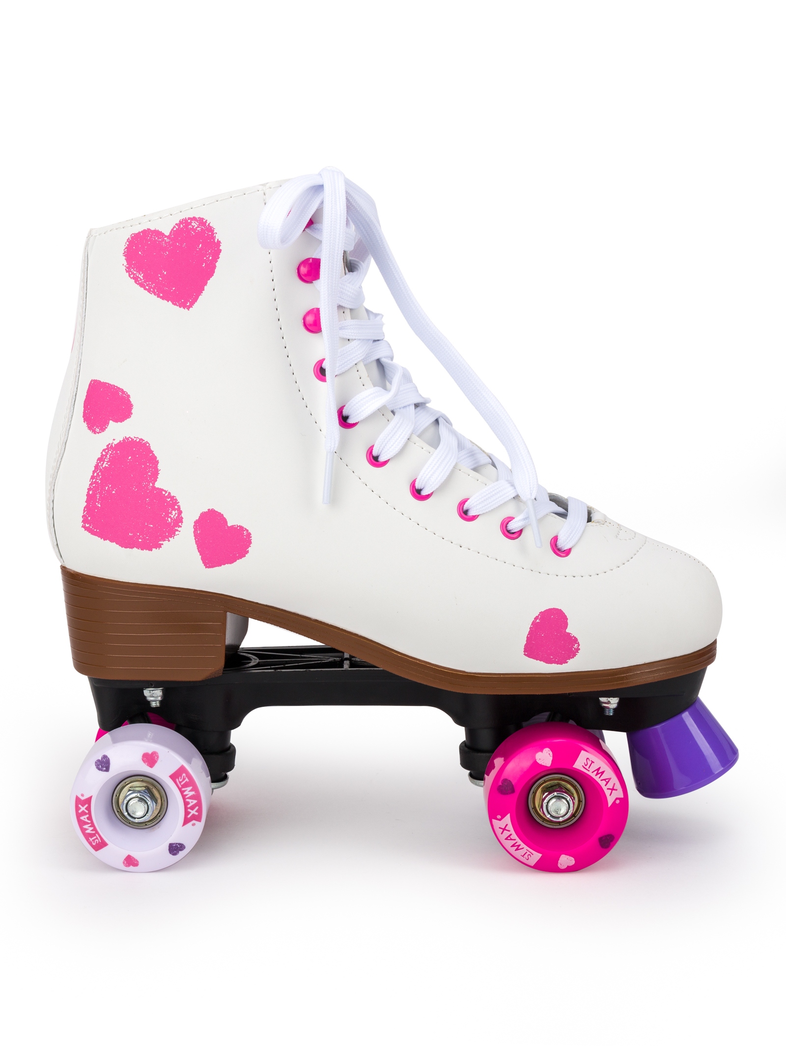 Роликовые коньки SXRide Roller skate YXSKT04PNHR36 белые с розовыми сердечками размер 36 - фото 5