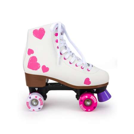 Роликовые коньки SXRide Roller skate YXSKT04PNHR36 белые с розовыми сердечками размер 36