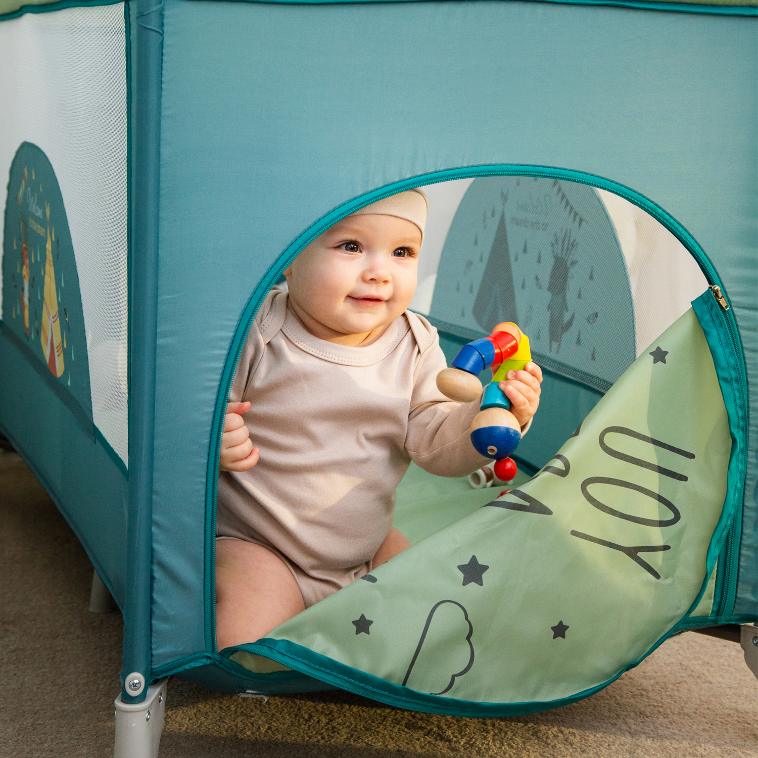 Манеж-кровать Amarobaby Multiform Hello Bear Серый AMARO-26MHB-Se - фото 18