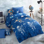 Комплект постельного белья ATLASPLUS астронавт синий полутороспальный