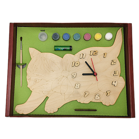 Набор для творчества Нескучные игры Часы с циферблатом Кошка с красками ДНИ 116 /20