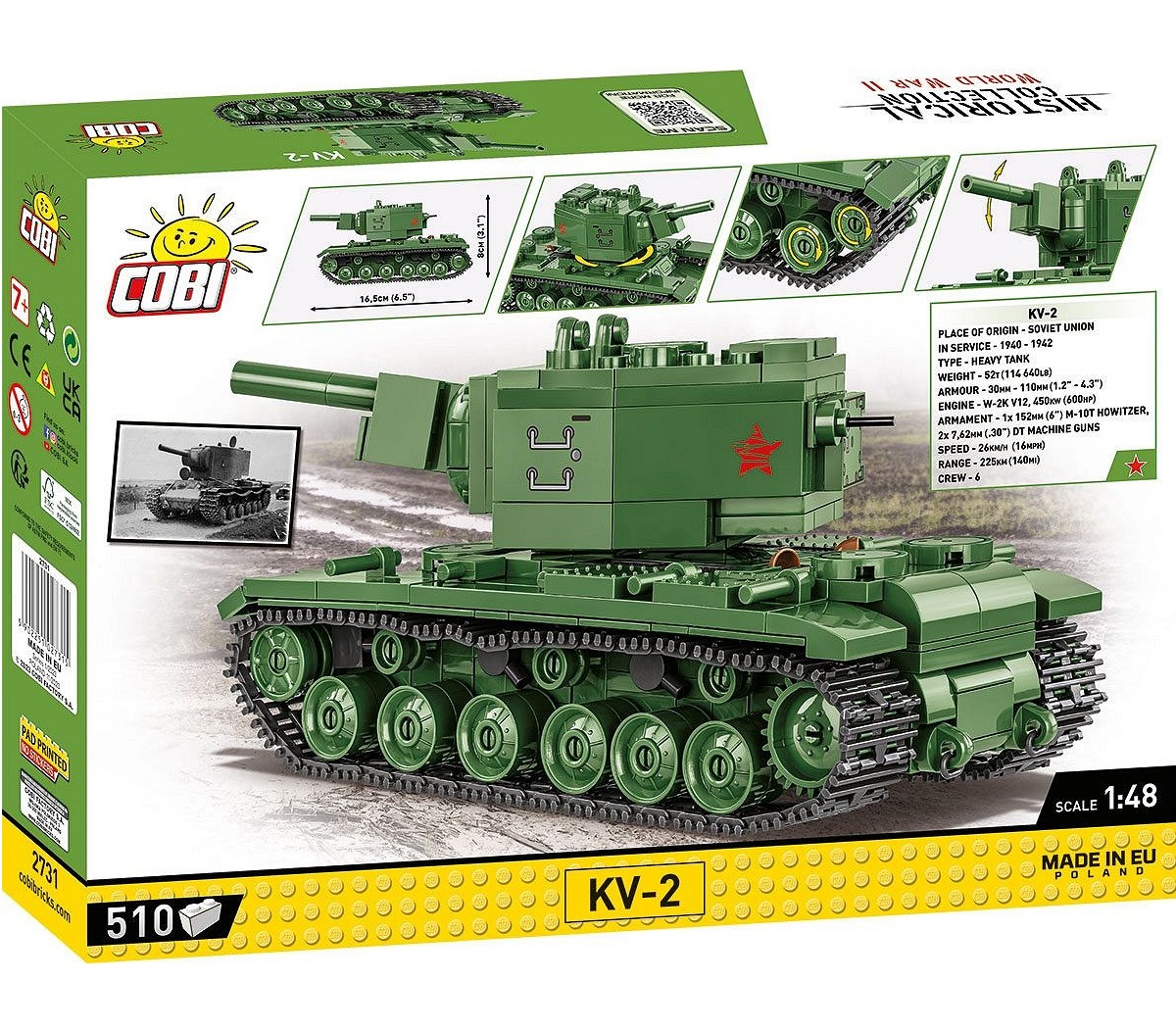 Конструктор COBI Советский танк КВ-2 WWII KV-2 510 деталей - фото 2