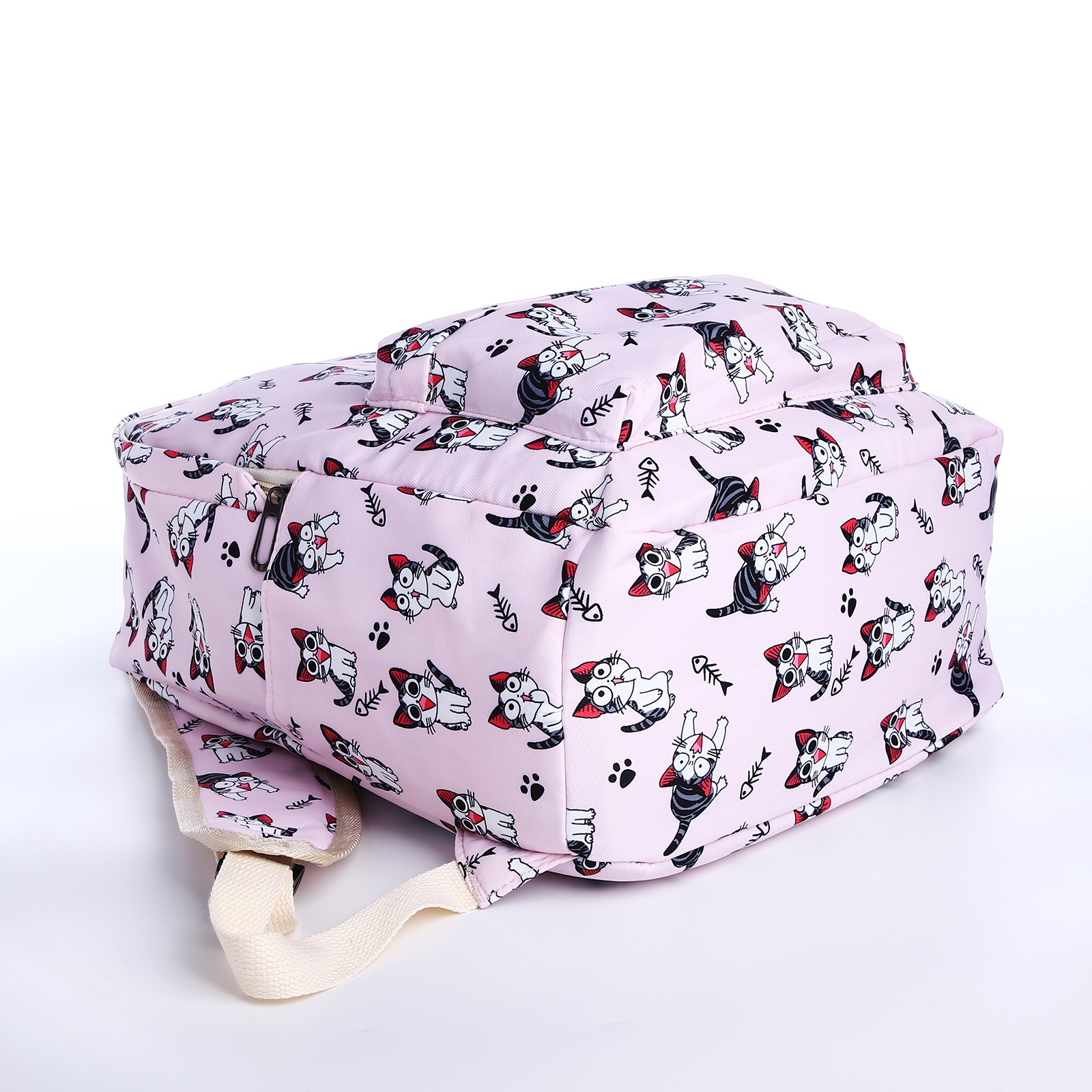 Рюкзак школьный NAZAMOK из текстиля на молнии 3 кармана пенал цвет розовый - фото 4