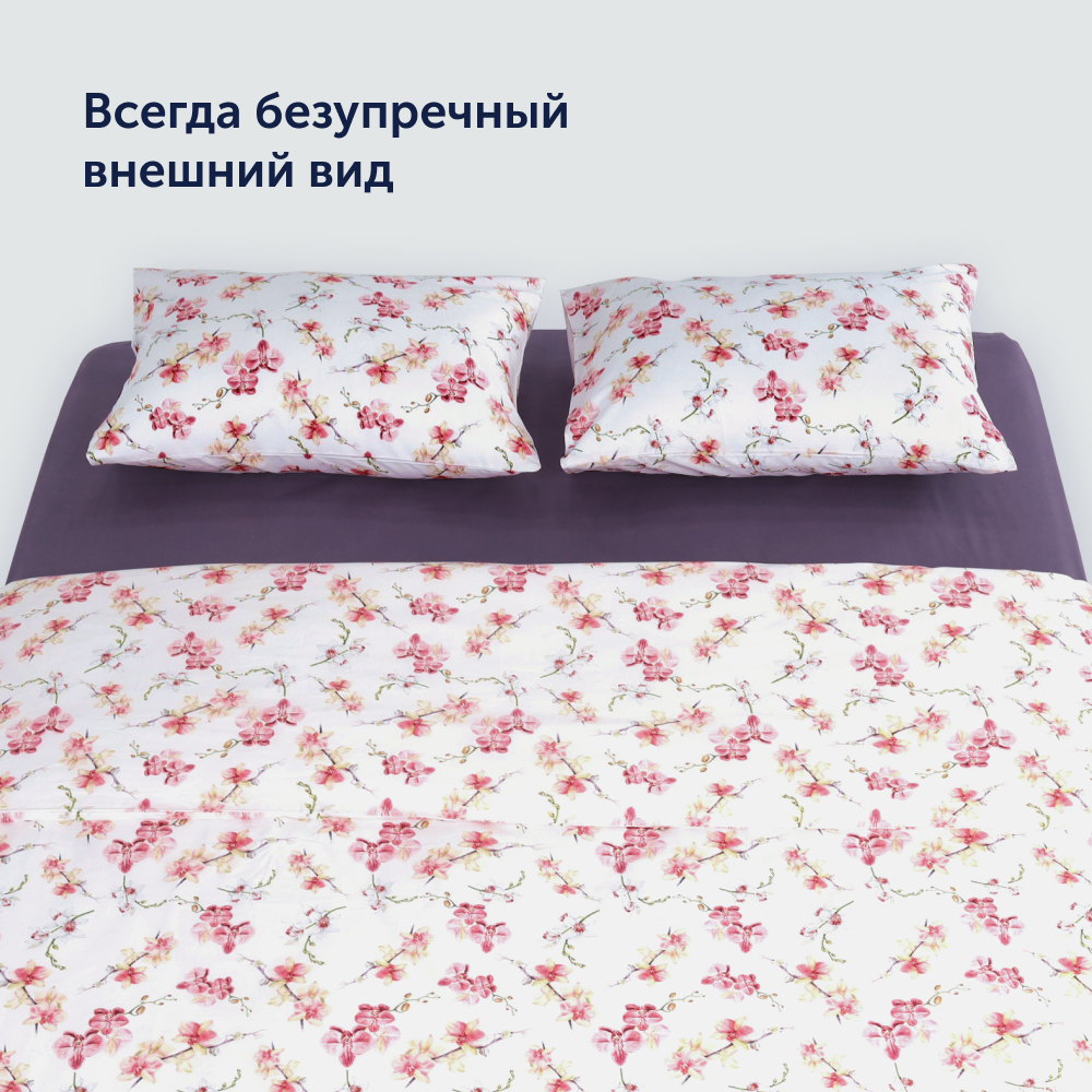 Простыня на резинке buyson BuyFlora Flowers хлопковый сатин 160x200 - фото 11