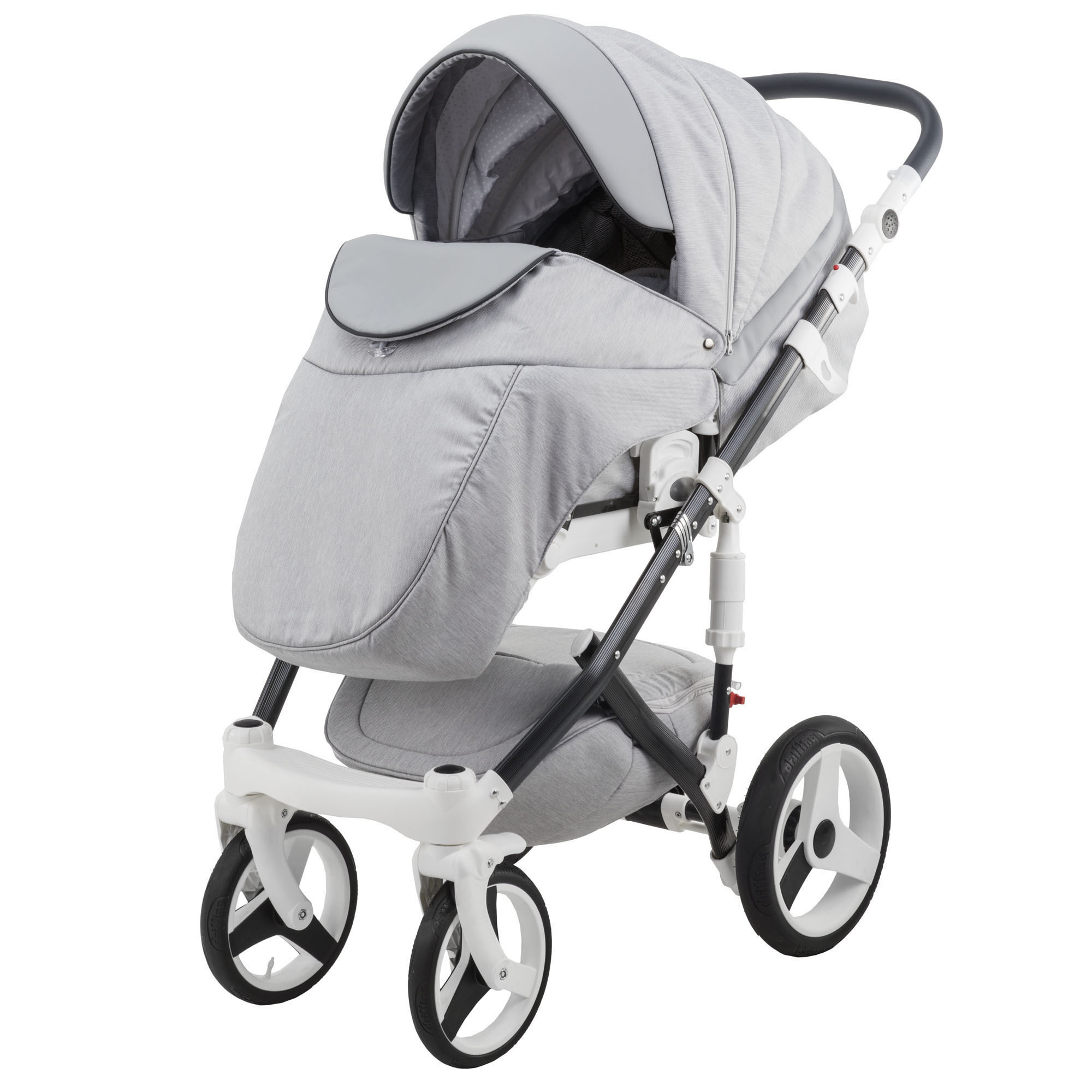 Коляска 2в1 BeBe-mobile Biagio Carbon D8 Светло-серый+Светло-серая кожа+Черная кожаная отделка - фото 2