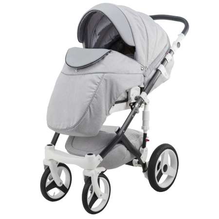 Коляска 2в1 BeBe-mobile Biagio Carbon D8 Светло-серый+Светло-серая кожа+Черная кожаная отделка