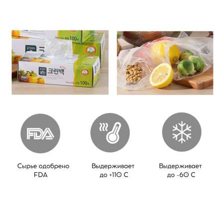 Пакеты полиэтиленовые пищевые HOME EDITION MYUNGJIN в коробке 17х25 см 100 шт