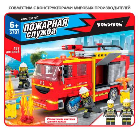 Конструктор BONDIBON Машина-Водовоз серия Пожарная Служба 487 деталей