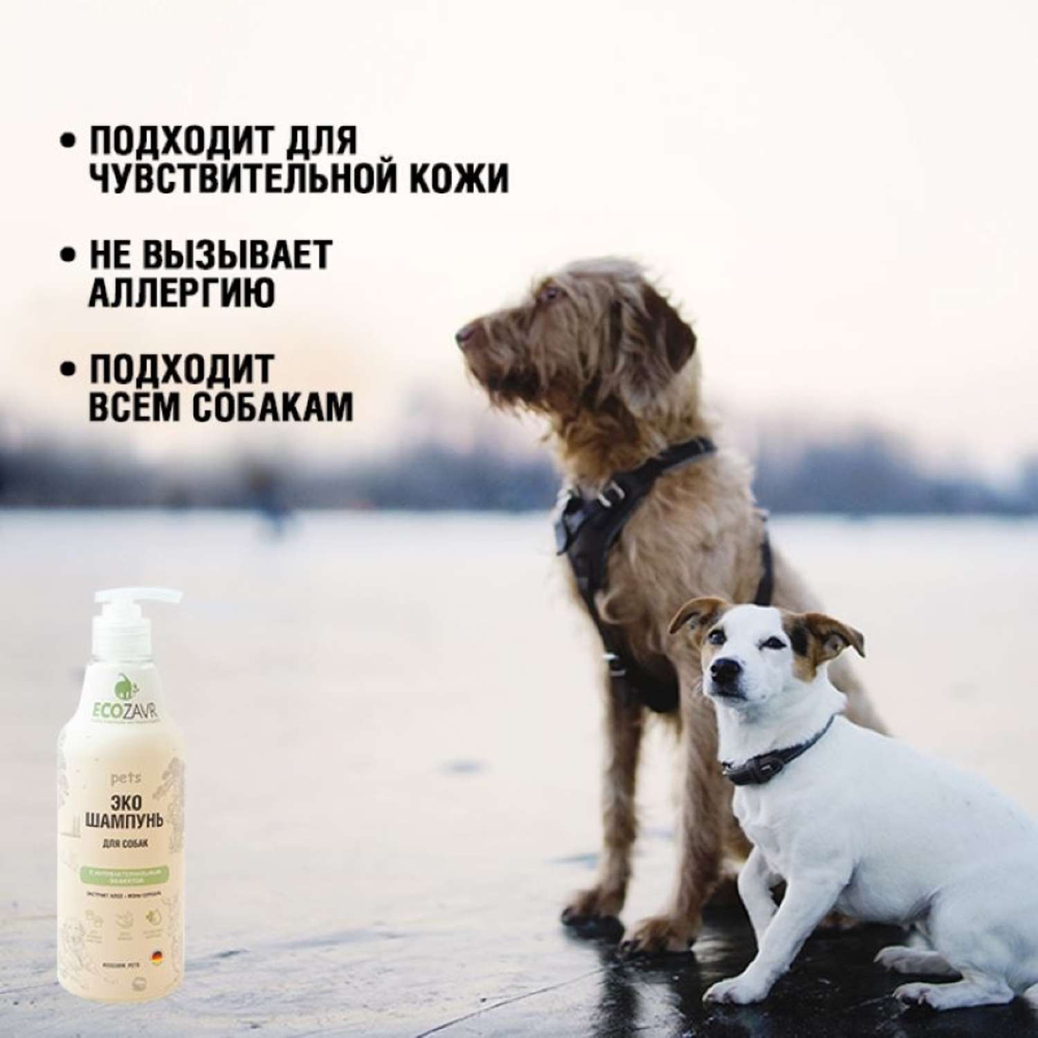 Шампунь для собак ECOZAVR с антибактериальным эффектом Алоэ 500мл - фото 2