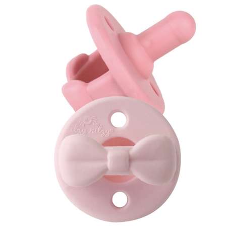 Пустышка Itzy Ritzy цельносиликоновые для девочек 2 шт ортодонтические Pink Bow