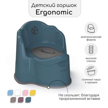 Горшок детский с крышкой Amarobaby Ergonomic бирюзовый