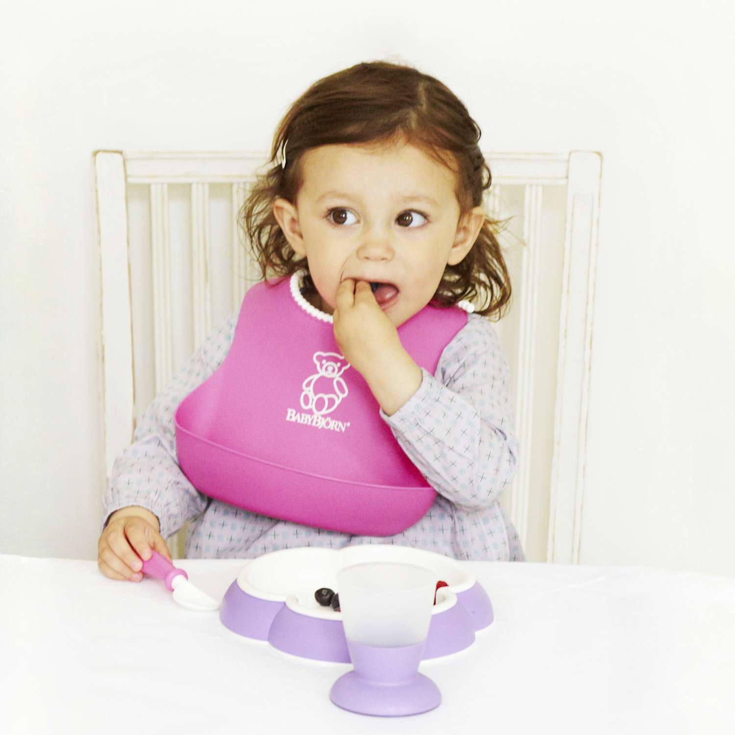 BABYBJÖRN Plate Spoon fork (Pink/Purple)