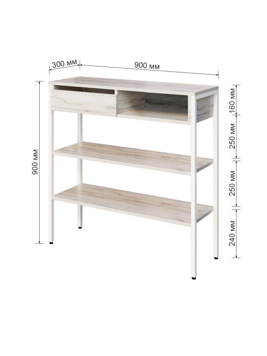 Стеллаж WoodSteel В стиле Лофт Chicago lite 90x90x30 см. Крафт Белый - фото 2