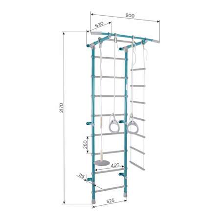 Детский спортивный комплекс Формула здоровья Шведская стенка Pastel 1 turquoise grey