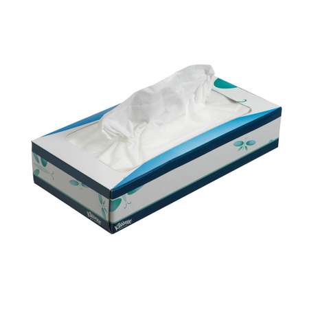 Бумажные салфетки KLEENEX для лица в бело-синей коробке 20х20 см 72 шт