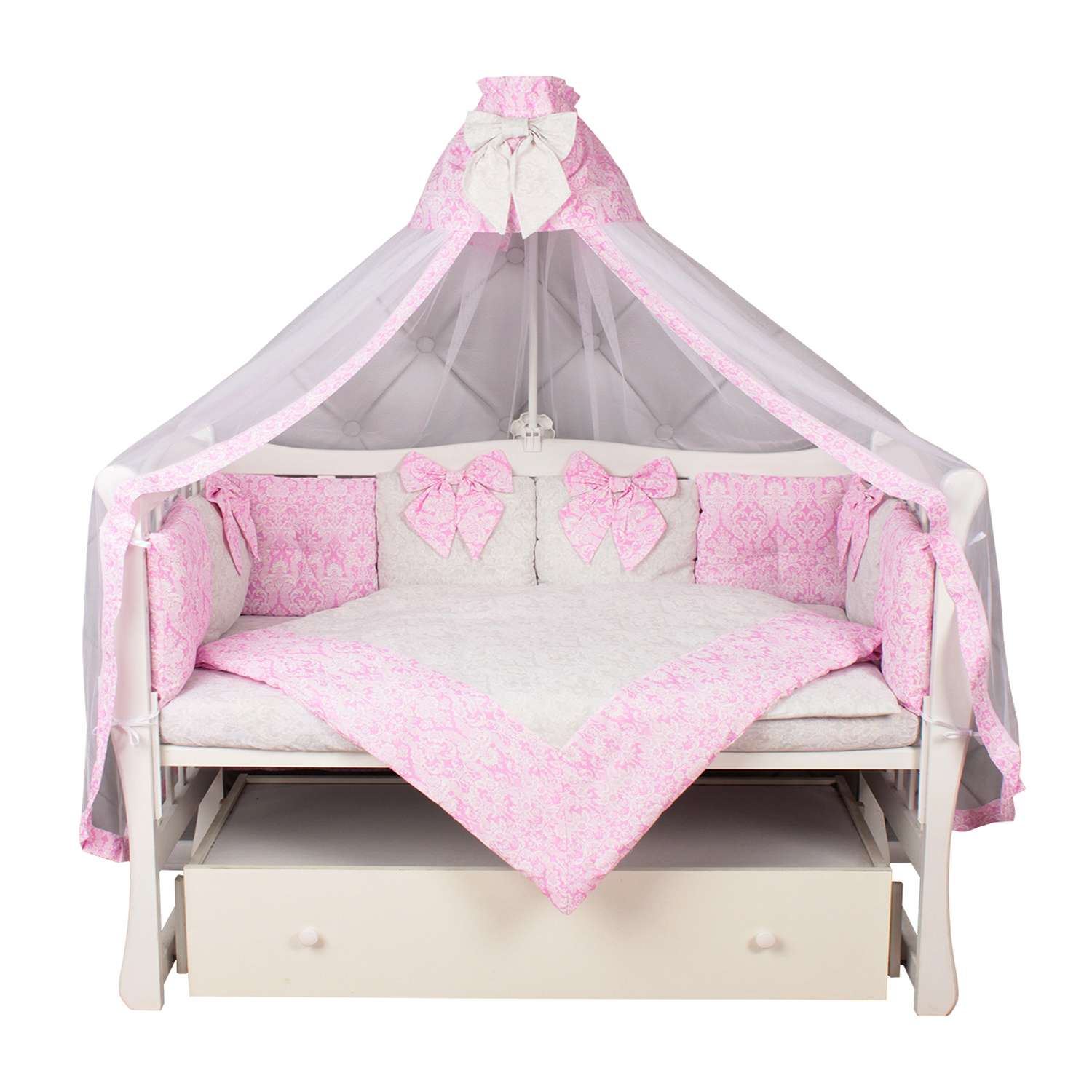 Комплект постельного белья Amarobaby Элит Premium 7предметов Розовый - фото 1