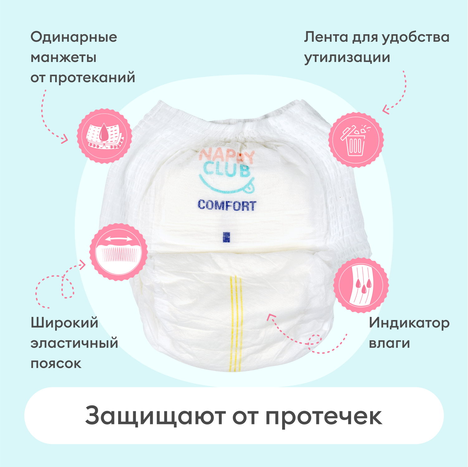 Подгузники-трусики NappyClub Comfort M 6-11 кг 54 шт купить по цене 1548 ₽  в интернет-магазине Детский мир