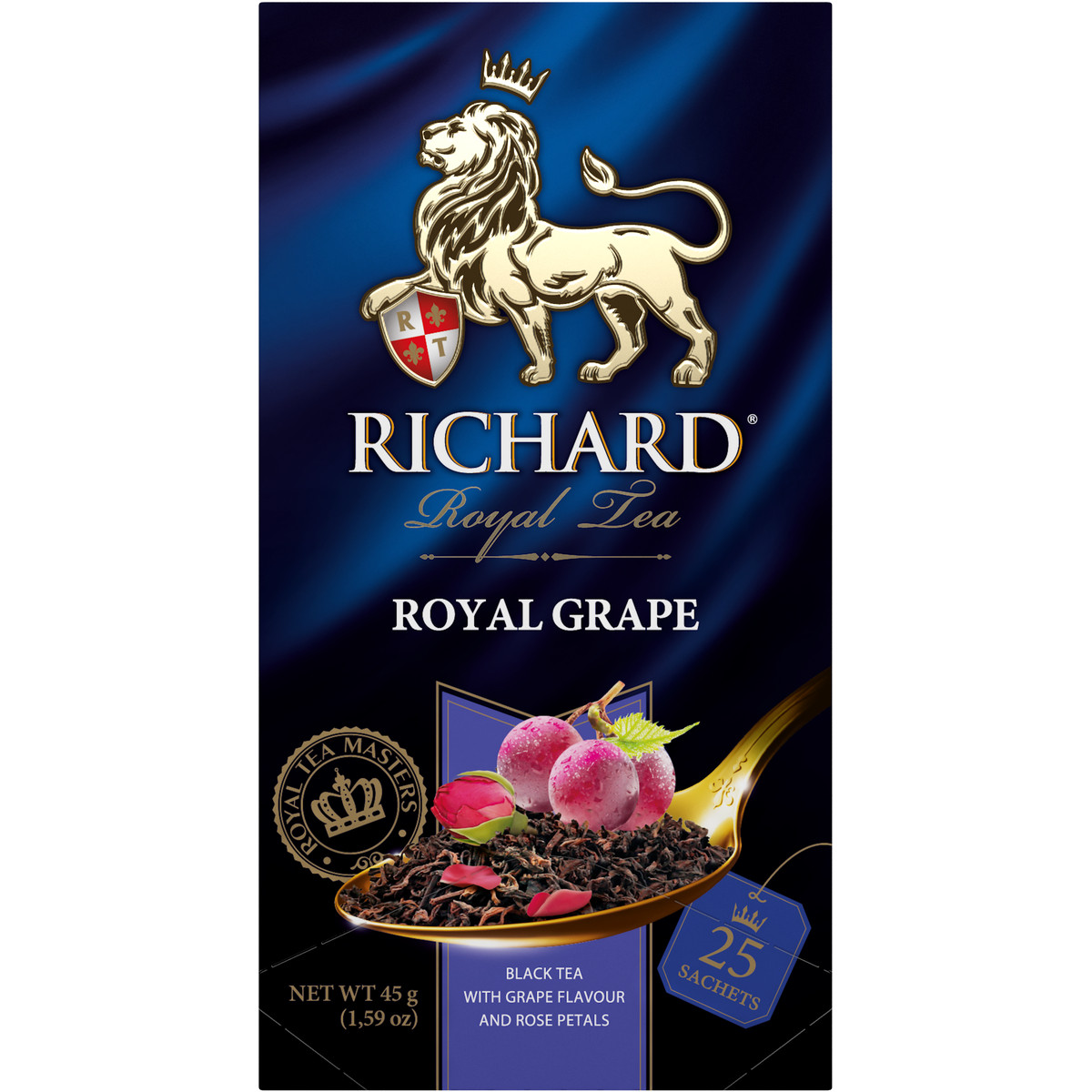 Чай черный Richard Royal Grape со вкусом винограда и лепестками роз 25 пакетиков - фото 1