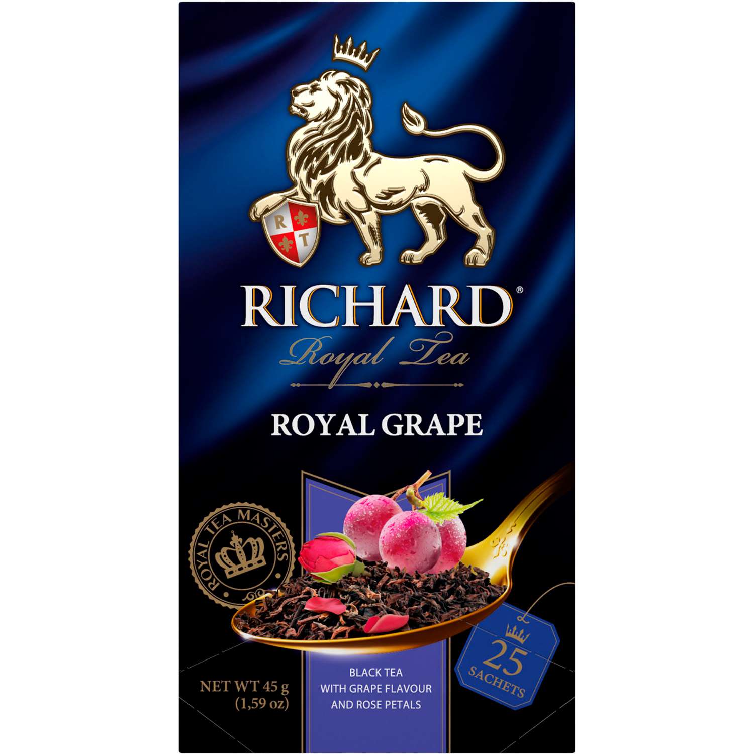 Чай черный Richard Royal Grape со вкусом винограда и лепестками роз 25 пакетиков - фото 1