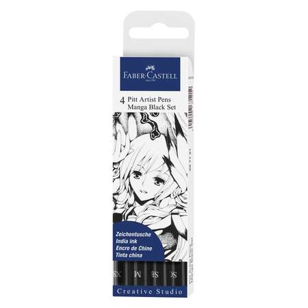 Набор капиллярных ручек Faber Castle Pitt Artist Pens Manga черный 4 шт
