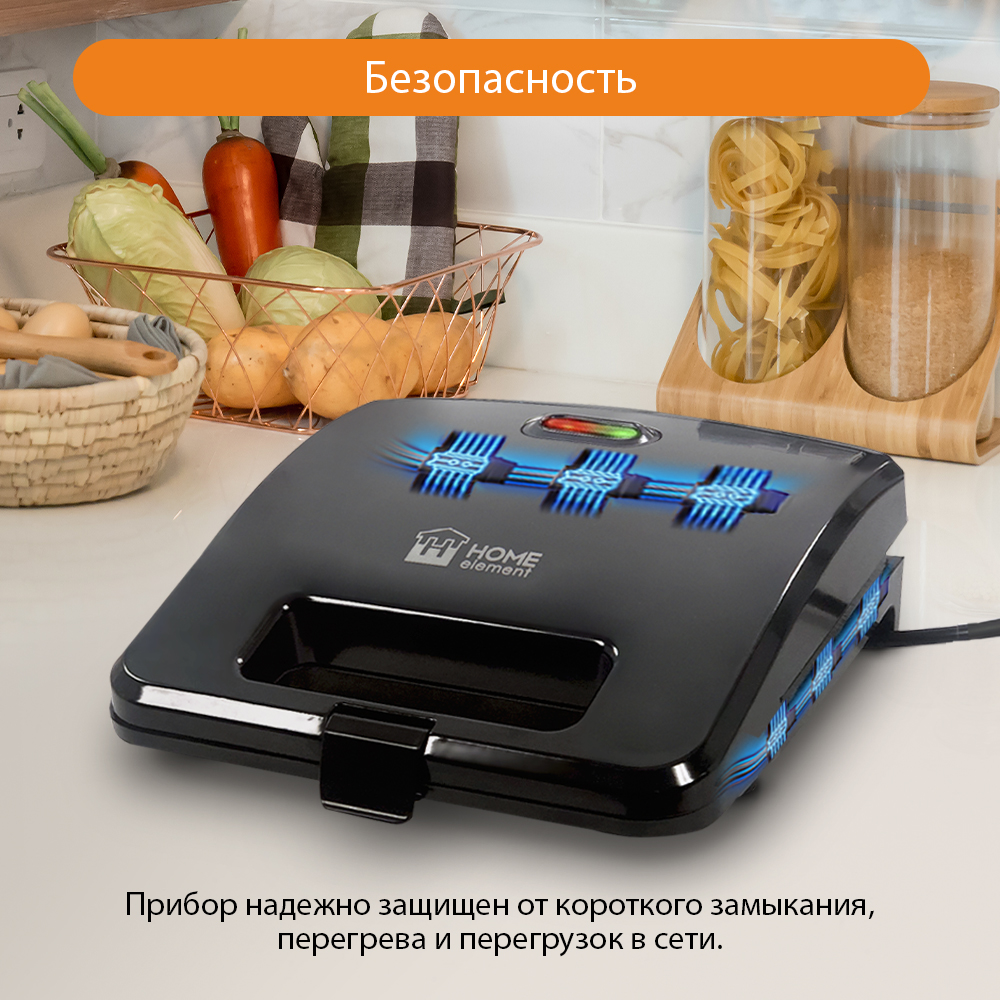 Бутербродница электрогриль HOME ELEMENT HE-SM551 - фото 7