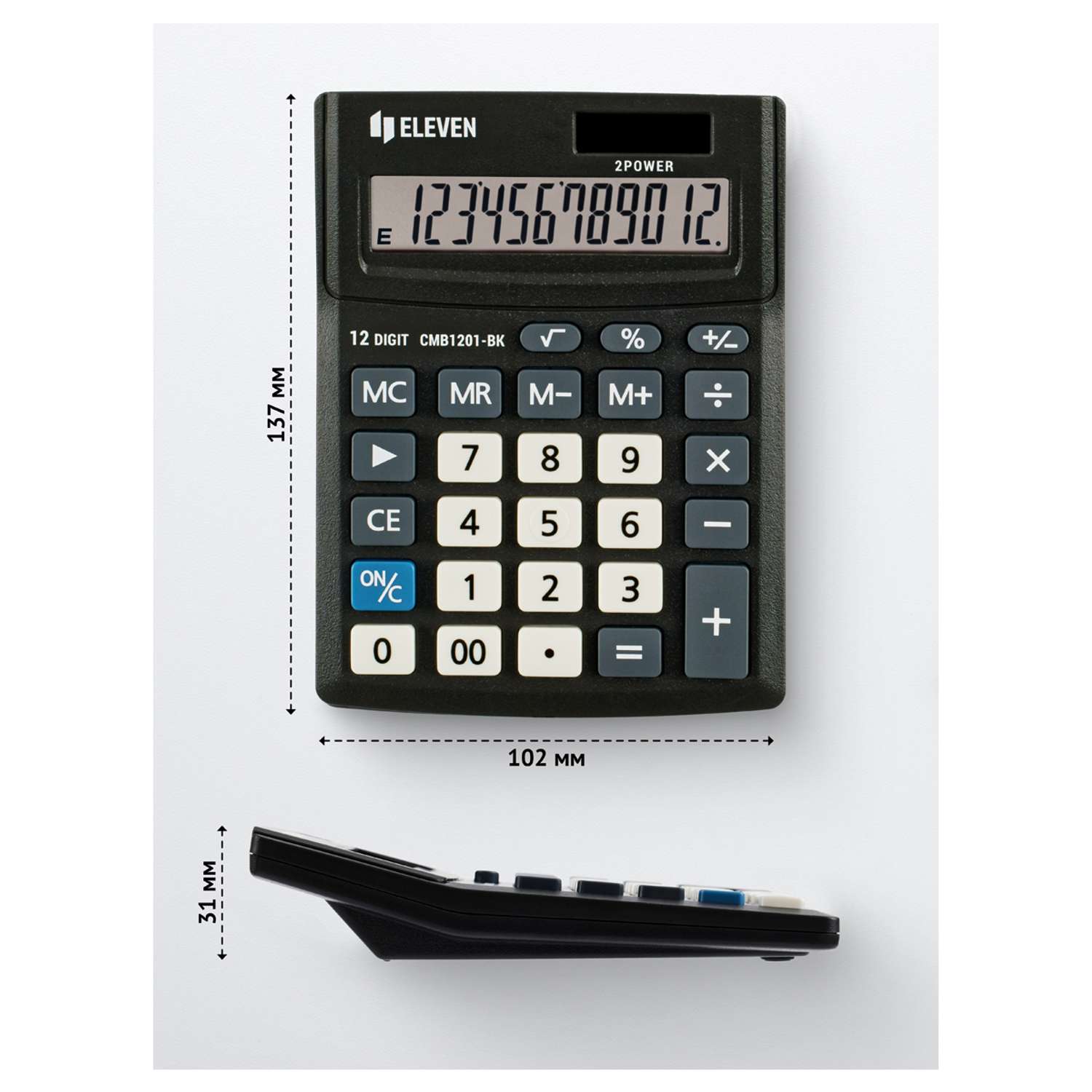 Калькулятор Eleven Business Line CMB1201-BK 12 разрядов двойное питание 102*137*31мм черный - фото 4