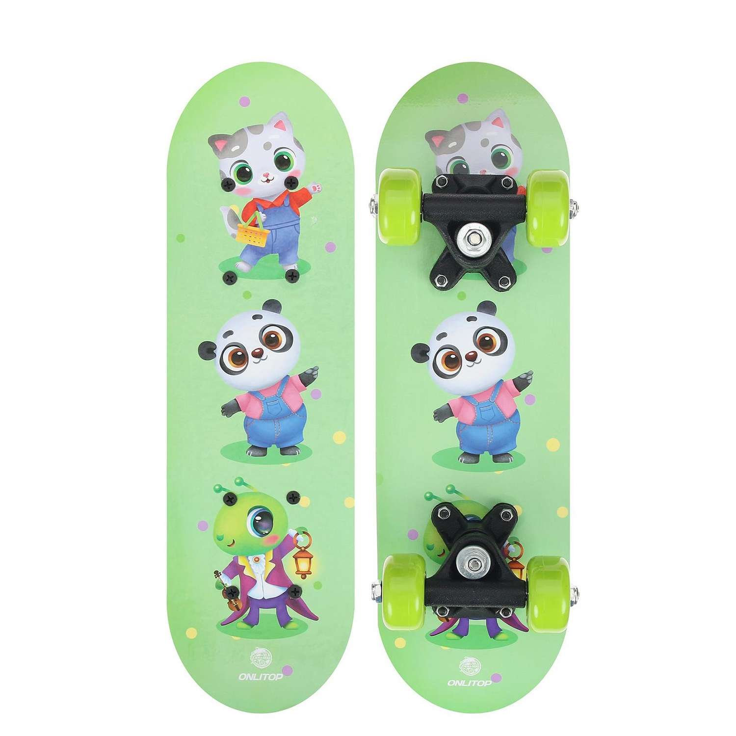 Скейтборд ONLITOP детский «Зверюшки» 44 × 14 см. колёса PVC 50 мм. пластиковая рама - фото 1