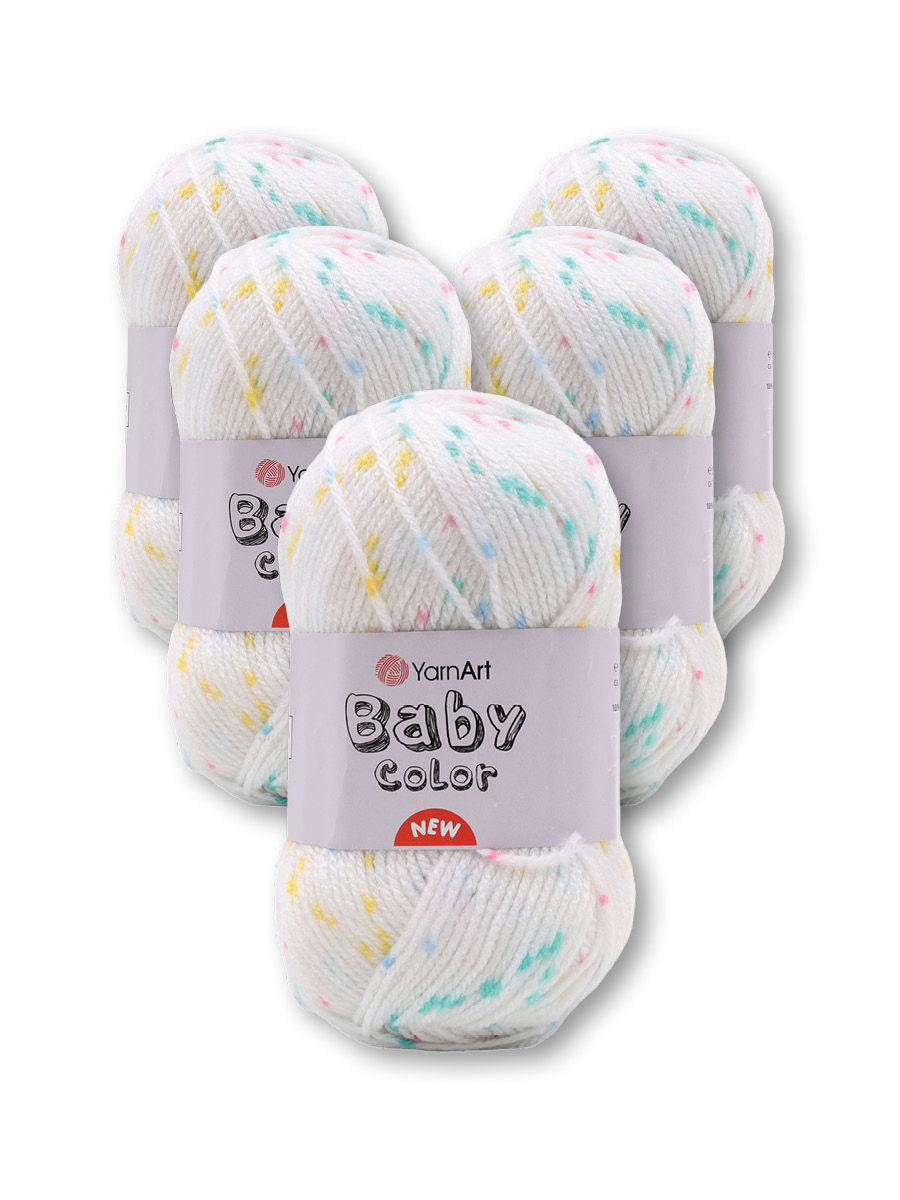 Пряжа для вязания YarnArt Baby color 50гр 150м акрил мягкая приятная 5 мотков 214 принт - фото 3