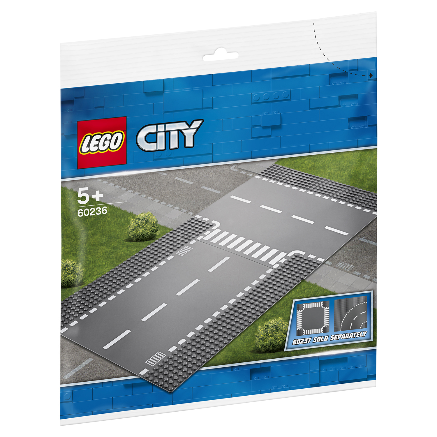 Конструктор LEGO City Supplementary Прямой и Т-образный перекресток 60236  купить по цене 99 ₽ в интернет-магазине Детский мир