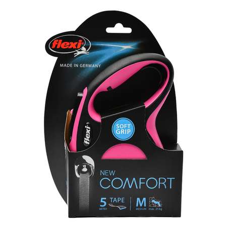 Рулетка Flexi New Comfort М лента 5м до 25кг Черный-Розовый