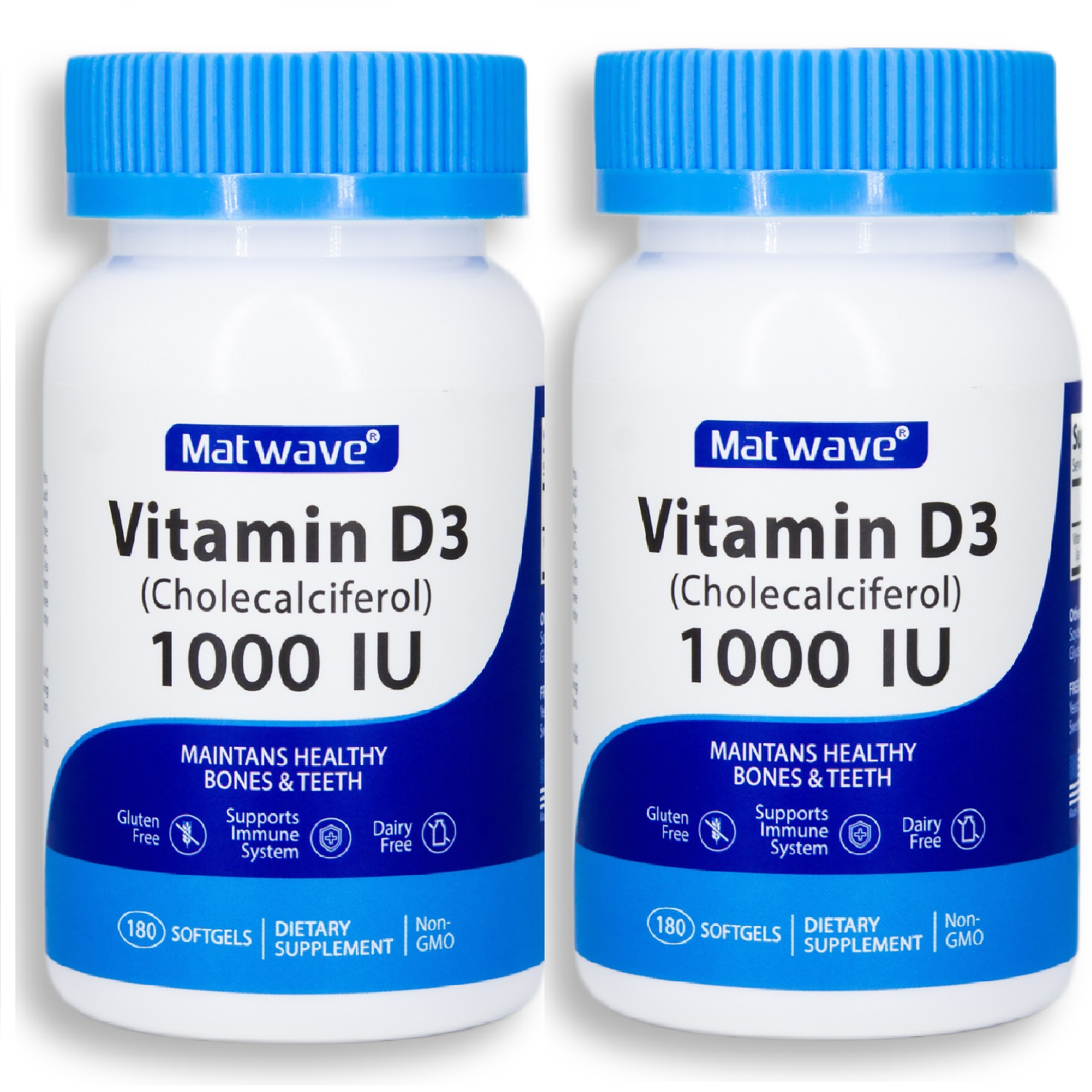 Витамины Matwave Д3 vitamin D3 1000 IU 25 мкг 180 капсул комплект 2 банки - фото 1