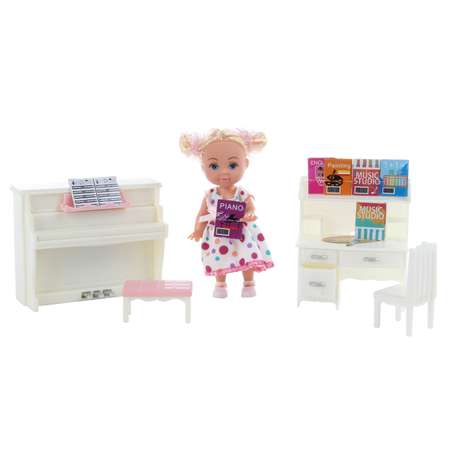 Кукла Veld Co и пианино со звуками батарейки в комплекте