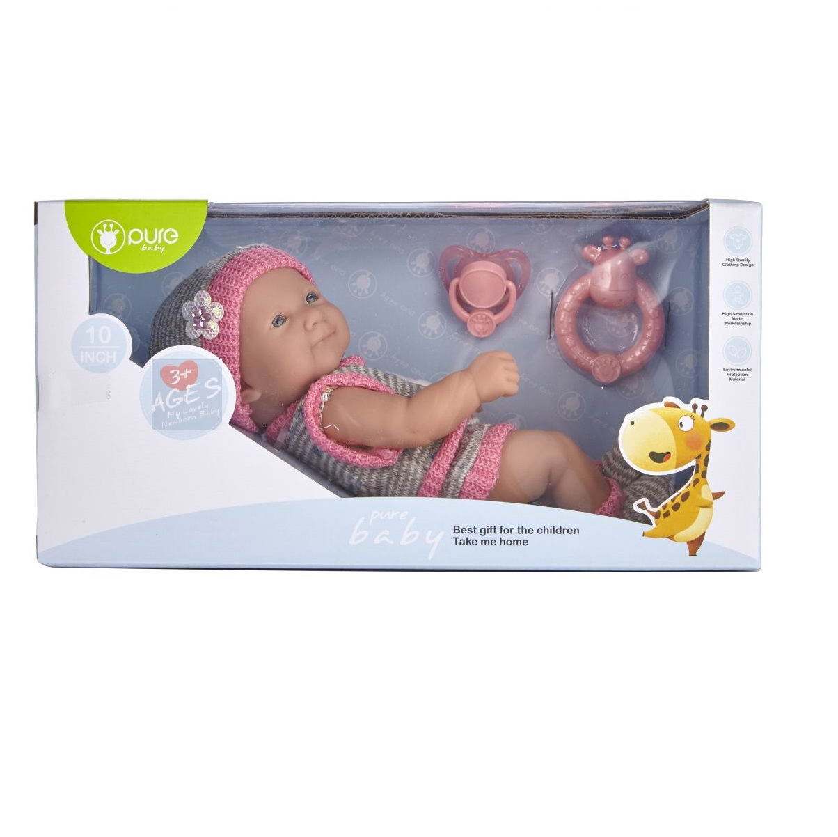 Кукла-пупс Junfa Pure Baby 30см в серой кофточке и шортиках с аксессуарами WJ-B9965 - фото 1