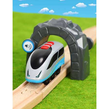 Поезд детский со светом А.Паровозиков с тунелем игрушечная модель на батарейках