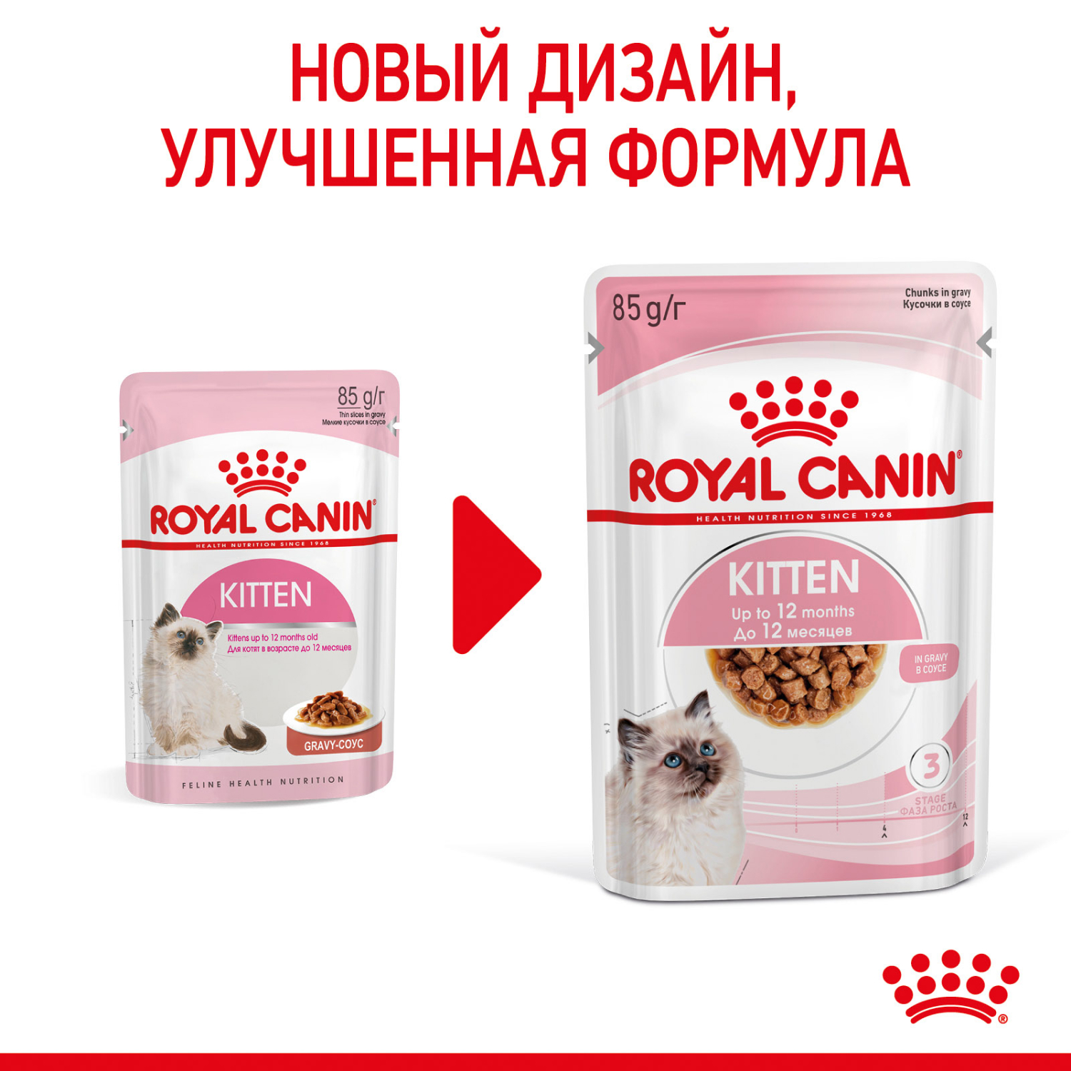 Корм влажный для котят ROYAL CANIN Kitten 85г кусочки в соусе 77851 - фото 3