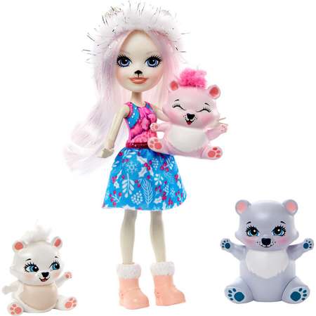 Кукла Enchantimals Пристина Полярная Миша с семьей GJX47