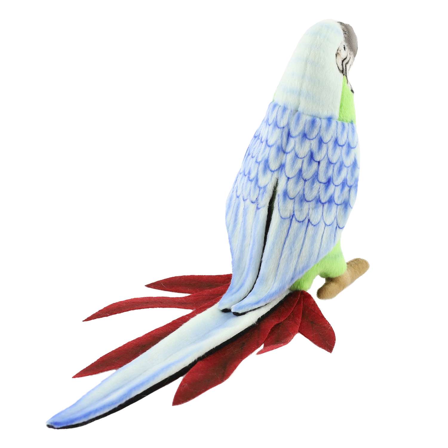 Реалистичная мягкая игрушка Hansa Попугай ара зелёно-голубой 37 см - фото 5