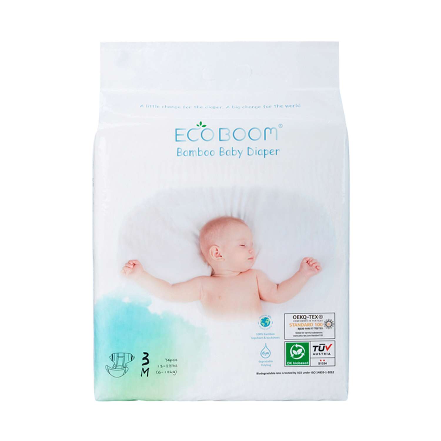 Бамбуковые подгузники детские ECO BOOM размер 3/M для детей весом 6-10 кг 74 шт - фото 1