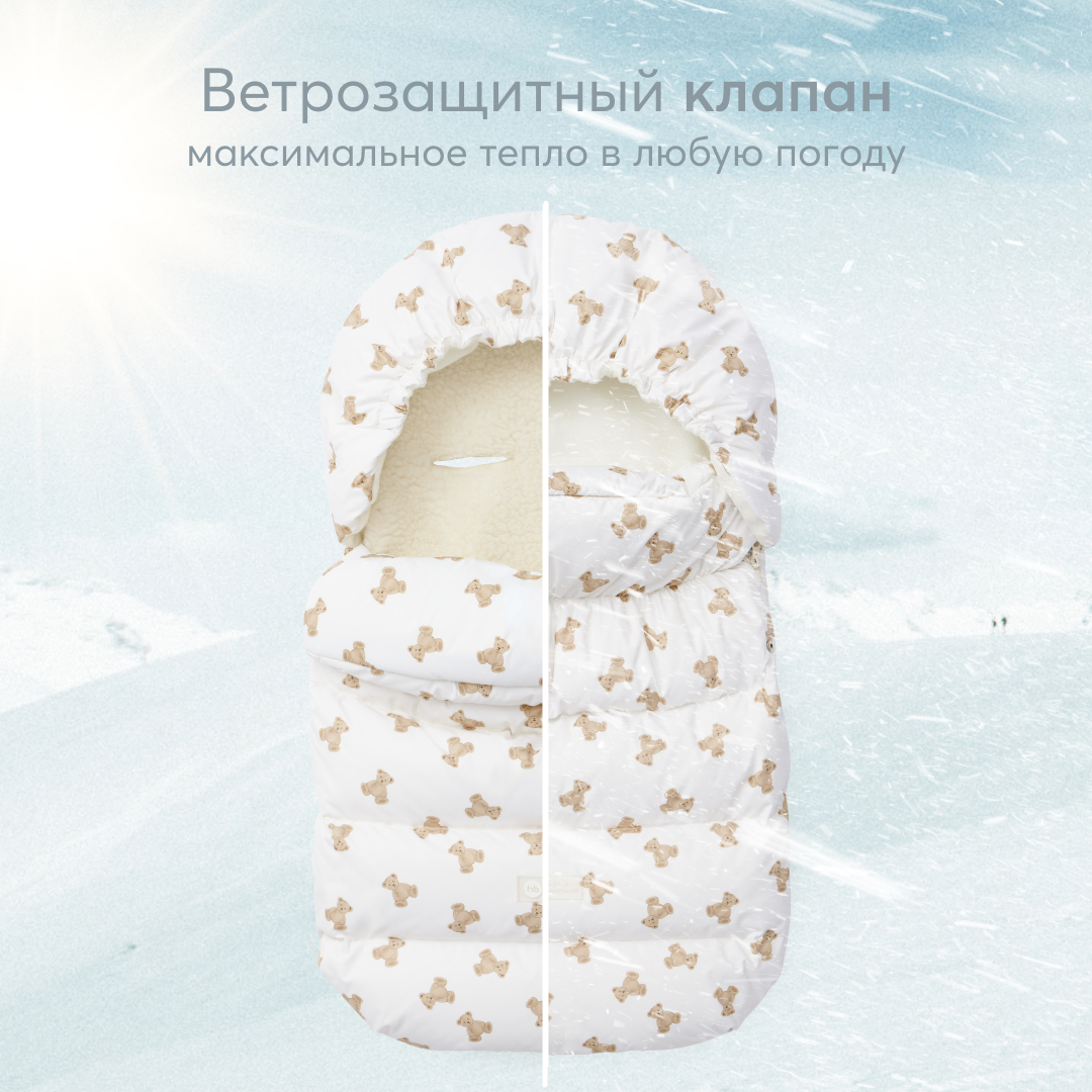 Конверт в коляску Happy Baby с меховым вкладышем с мишками - фото 6