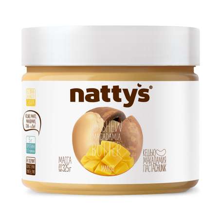 Паста кешью - макадамия Nattys Mango c кусочками манго 325 г